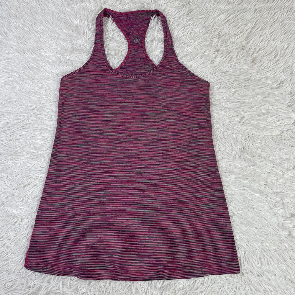 Lululemon Shirt Womens XS Space Dye Raspberry Glo Cool‎ Racerback Tank Top